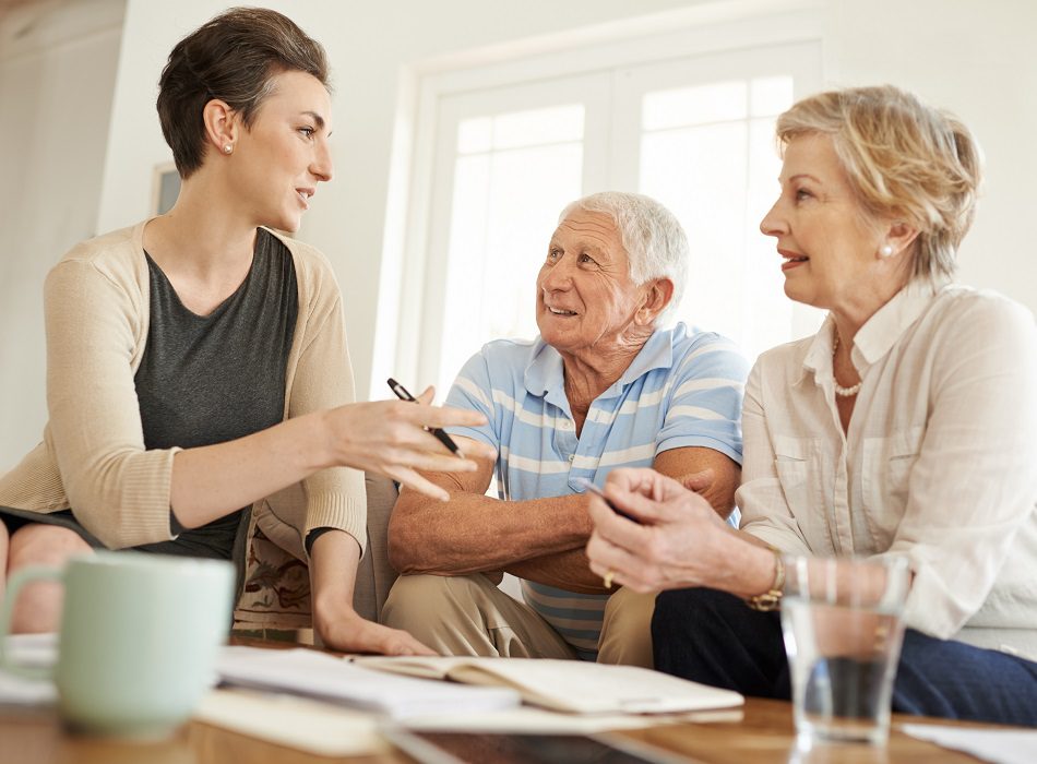 A client getting help from a Medicare insurance agent.